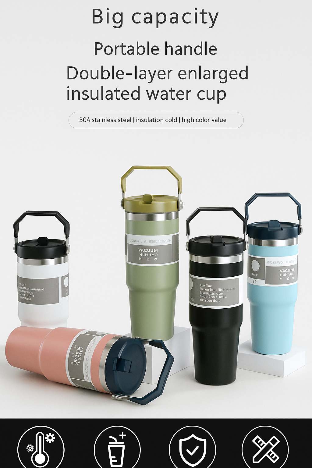 The TiTi's Flip Straw Tumbler with Dazzling Handle | 20 /30 OZ