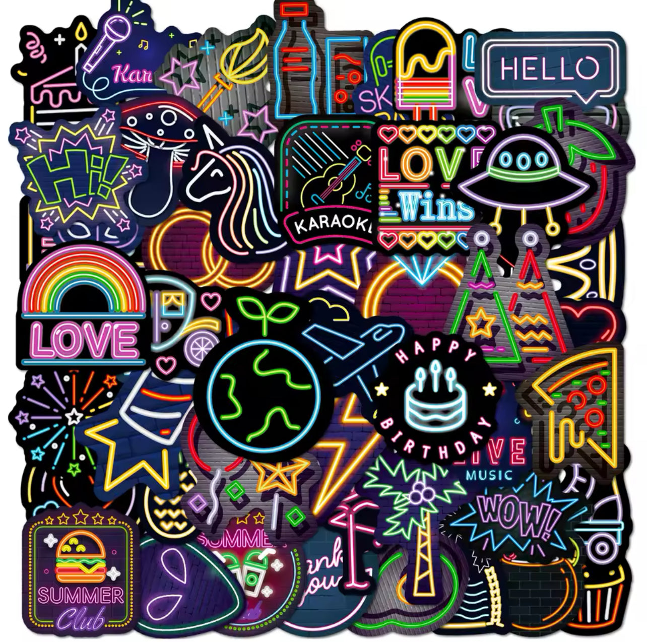 50PCS Neon Waterproof Graffiti Stickers – Creative & Colorful