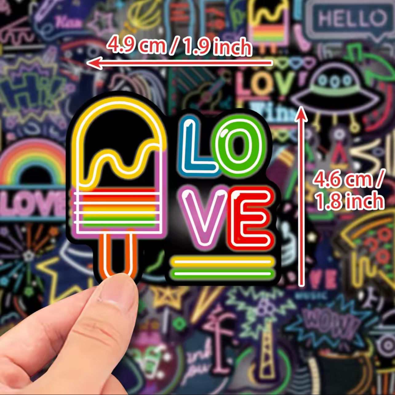50PCS Neon Waterproof Graffiti Stickers – Creative & Colorful