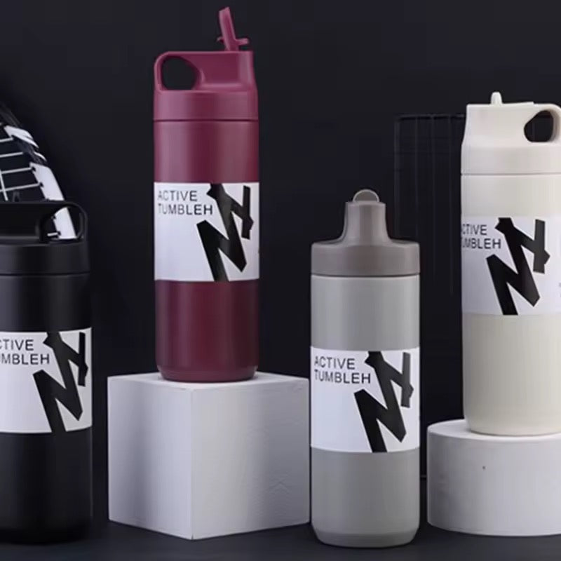 Flask Water Bottle Stainless Steel Straw