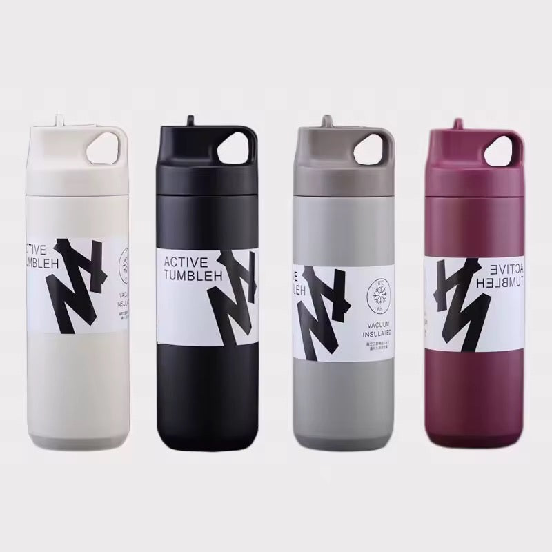 Flask Water Bottle Stainless Steel Straw