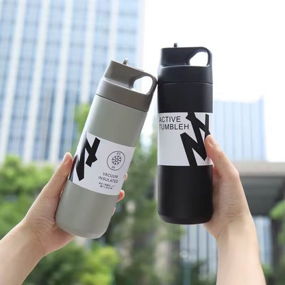 Flask Water Bottle Stainless Steel Straw