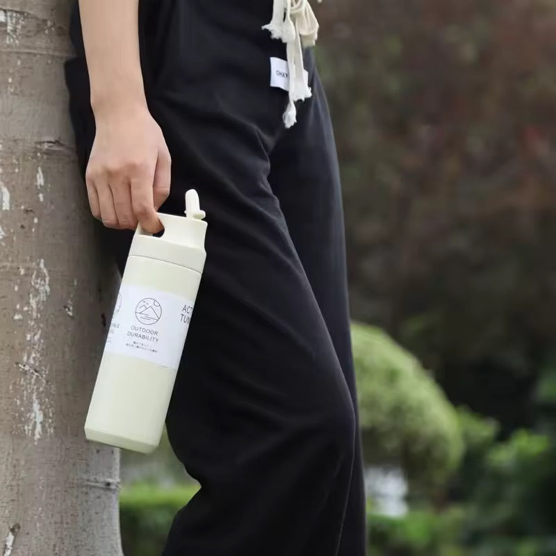 Flask Water Bottle Stainless Steel Straw