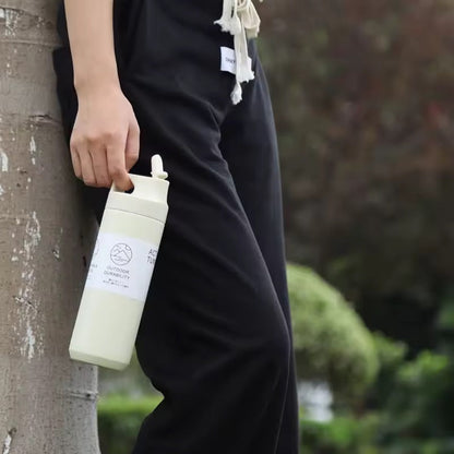 Flask Water Bottle Stainless Steel Straw