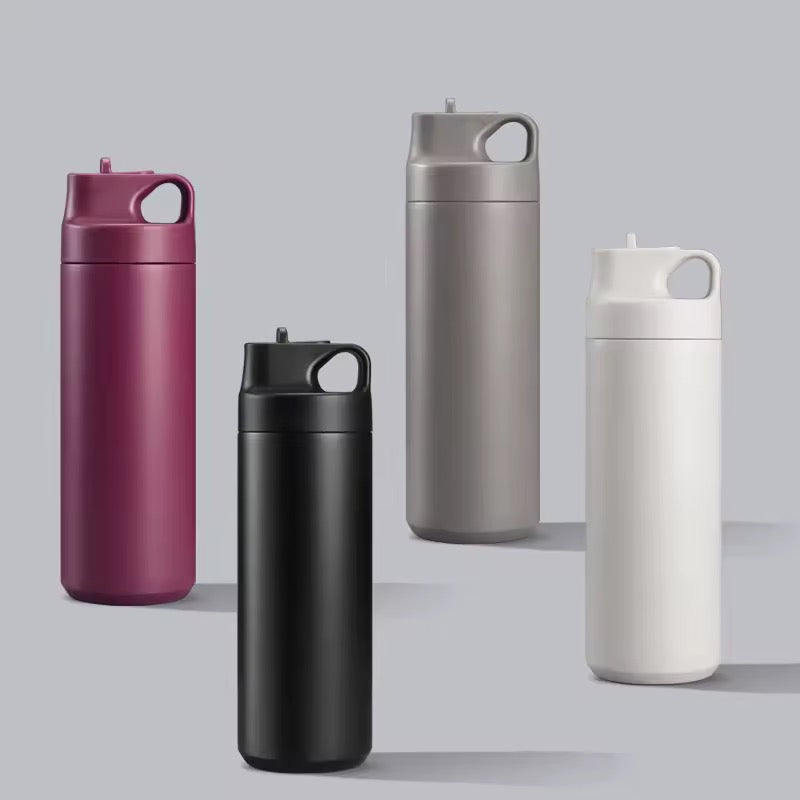 Flask Water Bottle Stainless Steel Straw