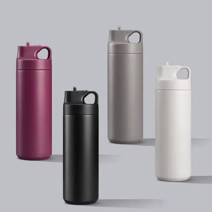 Flask Water Bottle Stainless Steel Straw