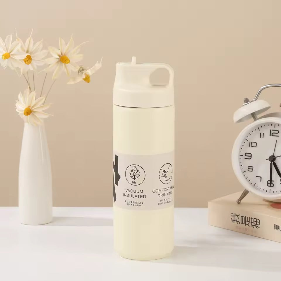 Flask Water Bottle Stainless Steel Straw