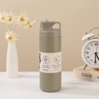 Flask Water Bottle Stainless Steel Straw