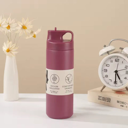 Flask Water Bottle Stainless Steel Straw