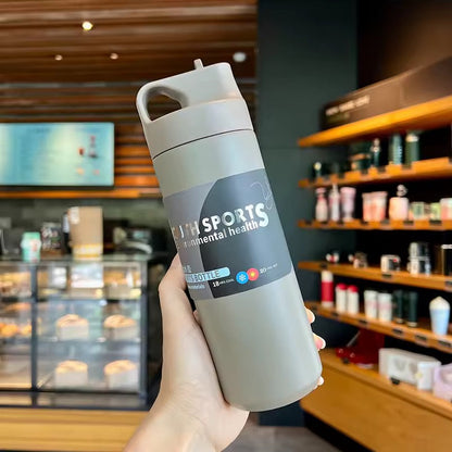 Flask Water Bottle Stainless Steel Straw